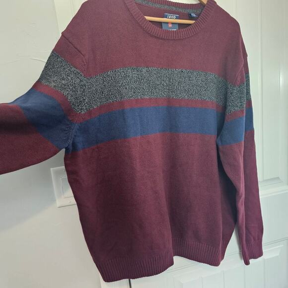 Izod Sweater Mens Size XXL Knit Burgundy Pullover Cotton Soft Natural Stretch - Picture 4 of 9